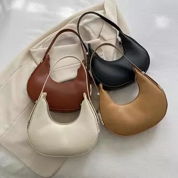 Модная сумка через плечо для женщин, простая однотонная сумка из искусственной кожи подмышкой белый