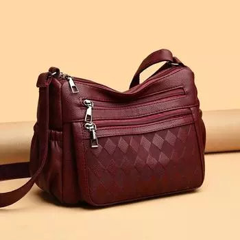 Модная сумка через плечо из искусственной кожи для женщин, большая вместимость, многослойная сумка через плечо для повседневного использования чёрный