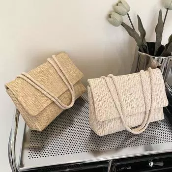 Модная сумка через плечо, легкая сумка для покупок, соломенная сумка для девочек, большая дышащая сумка высокого качества для женщин, летние каникулы хаки