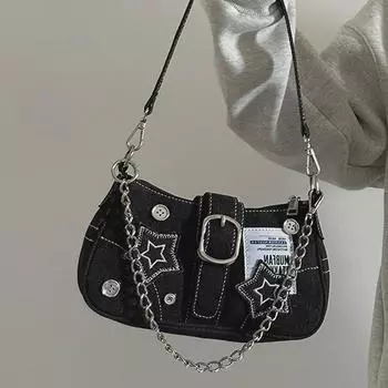 Модная сумка-через плечо Millennial Denim 2025 года 23CM x 7CM x 14CM чёрный