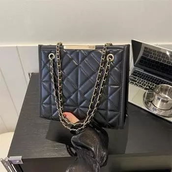 Модная сумка через плечо, модная простая сумка, женская, осень 2024 года, новая, вышитая нитью, ромбовидная сумка-мессенджер, цепочка, маленькая квадратная сумка белый