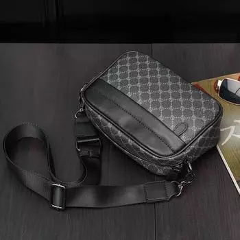 Модная сумка через плечо, модная роскошная клетчатая дизайнерская кожаная маленькая квадратная сумка через плечо для мужчин, деловые дорожные сумки-мессенджеры, дамская сумочка 25x15x6.5cm чёрный