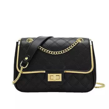 Модная сумка через плечо на одно плечо, простая летняя женская сумка в ромбовидную клетку, маленькая квадратная сумка через плечо с цепочкой чёрный