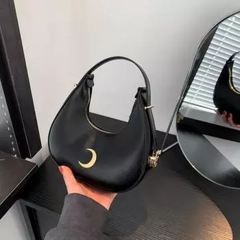 Модная сумка через плечо под мышкой Crescent Bag 2024 Ранняя весна Новая сумка Сумка-пельмень Универсальная популярная женская сумка чёрный