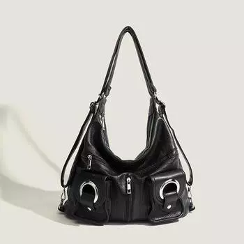 Модная сумка через плечо премиум-класса большой вместимости, большая сумка для трех видов использования, сумка через плечо, многофункциональная сумка для мам, сумка для женщин среднего возраста 30x12x22cm чёрный