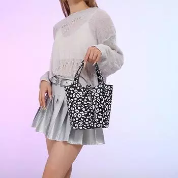 Модная сумка через плечо с леопардовым принтом в иностранном стиле, большая вместительная сумка для покупок, модная сумка-ведро, нишевая дизайнерская сумка чёрный