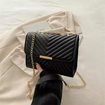 Модная сумка через плечо с выемкой, простая цепочка, летний стиль, в этом году популярная ретро-сумка через плечо, маленькая квадратная сумка чёрный