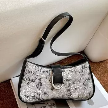 Модная сумка через плечо с вышивкой для женщин, новые простые повседневные сумки под мышками, женская сумочка для поездок на работу и обратно для вечеринки