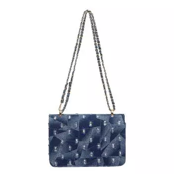 Модная сумка через плечо, сумка-цепочка, персонализированная джинсовая маленькая квадратная сумка, универсальная сумка-мессенджер