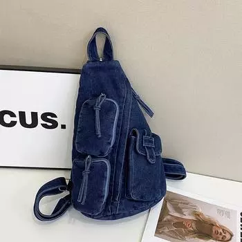 Модная сумка через плечо, женская сумка для выхода, женская сумка-мессенджер, большая вместимость, ультралегкая джинсовая сумка темно-синий