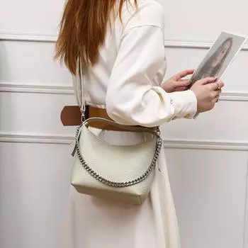 Модная сумка через подмышку, простая сумка-тоут с цепочкой, повседневная сумка-тоут большой емкости белый