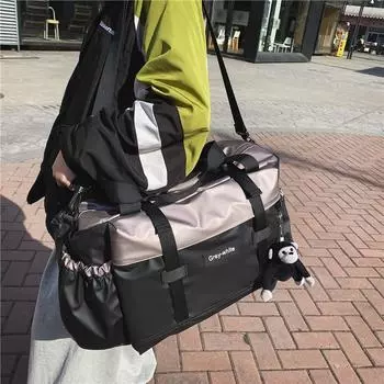 Модная сумка для багажа большой емкости из ткани Оксфорд Портативная дорожная сумка Модная трендовая сумка на одно плечо для занятий спортом на открытом воздухе и для фитнеса 56*22*26cm розовый