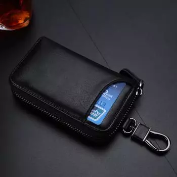 «Модная сумка для ключей от машины из коровьей кожи большой вместимости с застежкой-молнией для мужчин и женщин»