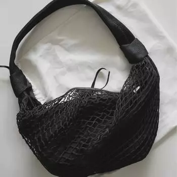 Модная сумка для круассанов контрастного цвета: Универсальный дизайн сетчатого кармана для ношения на плече или через плечо чёрный
