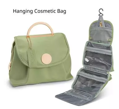 Модная сумка для макияжа, высококачественная кожаная водонепроницаемая сумка для мытья с крючком, портативная подвесная косметичка для путешествий на открытом воздухе для женщин 29.3x27.5x6.4cm красный