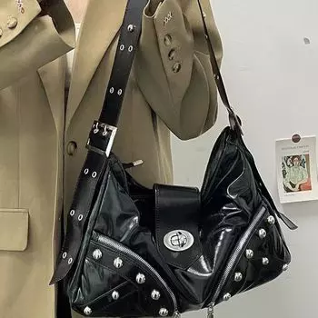 Модная сумка для мотоцикла Spicy Girl, тяжелая сумка в стиле панк в стиле ретро, большая вместимость, модная сумка через плечо на одно плечо, кошелек 35 22 7cm