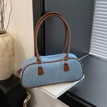 Модная сумка для поездок на работу, вместительная женская модная джинсовая сумка на плечо в тон, сумка-багет