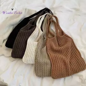 Модная сумка для покупок, трикотажная, компактная, на каждый день