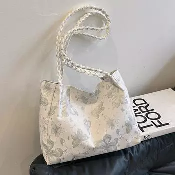 Модная сумка для путешественников большой вместимости, женская, 2024 года, новая иностранная модная универсальная сумка через плечо, студенческая сумка-тоут для занятий в колледже серебряный