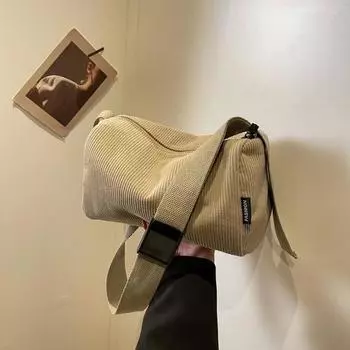 Модная сумка для женщин и девочек, прочная, однотонная, вельветовая, женская, повседневная, через плечо, сумка для телефона 26x13x16cm чёрный