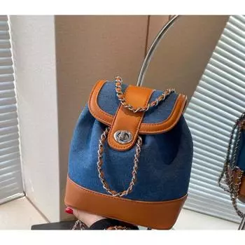 Модная сумка джинсового дизайна для женщин, новая корейская версия пригородного рюкзака на лето, популярная сумка-ведро с цепочкой для женщин