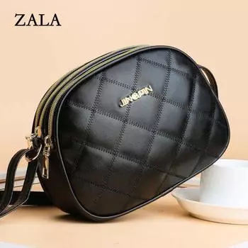 Модная сумка из искусственной кожи в клетку с клапаном, повседневная сумка через плечо, однотонная сумка через плечо 19*7*15cm чёрный