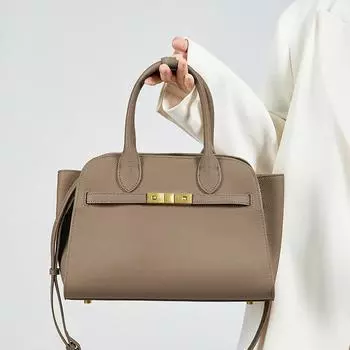 Модная сумка из коровьей кожи с верхним слоем из ракушки, большая вместимость, универсальная сумка через плечо для поездок на работу золотисто-коричневый