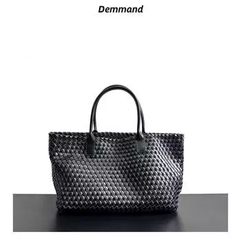 Модная сумка из овчины большой емкости, модная универсальная женская сумка, плетеная сумка для овощей 39x18x28cm бездна