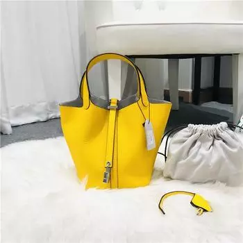 Модная сумка-корзина, женская сумка, сумка 2021 года, новая повседневная сумка-ведро из коровьей кожи с верхним слоем 18x13.5x18.5cm розы красного