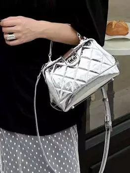 Модная сумка, легкая, роскошная, маленькая, квадратная, маленькая, ароматная, стильная, сетчатая сумка, высококачественная, женская сумка через плечо, кожаная, женская сумка через плечо 271510 CM чёрный