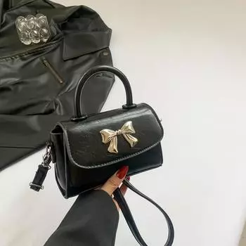 Модная сумка-мешок Bow, весенняя универсальная сумка-мессенджер в иностранном стиле, маленькая квадратная сумка серебряный