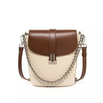 Модная сумка-мешок контрастного цвета, новая универсальная сумка через плечо на одно плечо, модная женская сумка из натуральной кожи