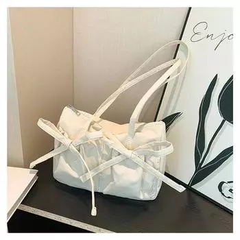 Модная сумка-мешок с бантом для женщин, вместительная сумка через плечо с несколькими карманами, модная универсальная сумка для поездок на работу чёрный