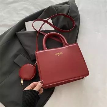 Модная сумка-мессенджер большой емкости через плечо, универсальная, сезонная, маленькая, квадратная, женская сумка красный