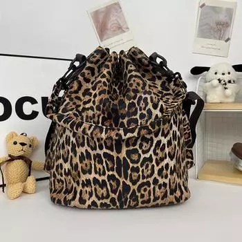Модная сумка-мессенджер через плечо с леопардовым принтом, сумка-ведро для иностранного газа