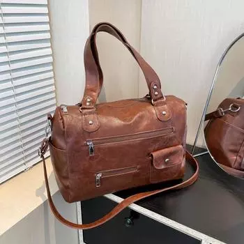 Модная сумка-мессенджер для женщин в стиле ретро, универсальная, вместительная, повседневная, дорожная сумка через плечо 35.5*16*25 коричневый