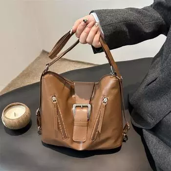 Модная сумка-мессенджер на одно плечо, сумка-тоут, повседневная, на каждый день коричневый