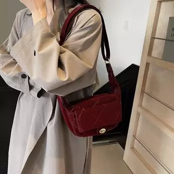 Модная сумка-мессенджер Женская модная сумка-седло Повседневная ромбовидная сумка под мышкой бордовый