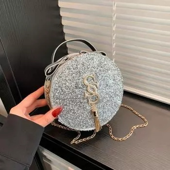 Модная сумка, модная сумка через плечо, простая повседневная женская сумка 2024 года, летняя новая ретро-повседневная маленькая круглая сумка чёрный