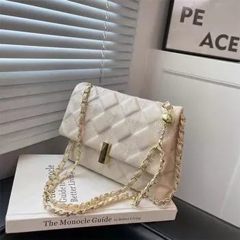 «Модная сумка на цепочке с золотыми шариками и бриллиантами 2024 года — универсальная женская сумка на плечо и через плечо» 23*9*18 чёрный