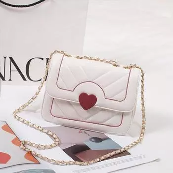 Модная сумка на одно плечо, корейская летняя сумка из искусственной кожи, простая и универсальная, симпатичная сумка с пряжкой в виде замка Love Mini(Max Length<20cm)