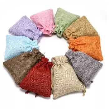 Модная сумка на шнурке Свадебные сумки Украшения для елки Упаковка для ювелирных изделий Джутовая сумка Красота Подарочные пакеты Популярная натуральная мешковина Сумка для конфет 7X9cm вино красного