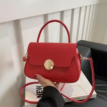 Модная сумка однотонная сумка через плечо Niche High Sense Hardware Маленькая квадратная сумка универсальная сумка-мессенджер Tide красный