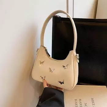 Модная сумка-подмышка с бабочкой, летняя модная сумка-полумесяц из искусственной кожи, горячая повседневная сумка для девушек
