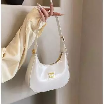 Модная сумка-полумесяц, женская, 2024 года, новая, высококачественная, сумка-полумесяц, модная, в иностранном стиле, лакированная, французская сумка-мессенджер из кожи белый