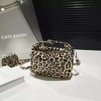 Модная сумка с леопардовым принтом, большая вместительная сумка, женская новая сумка через плечо, модная сумка-мессенджер в иностранном стиле чёрный