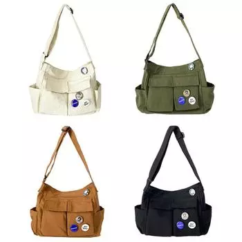 # Модная сумка с несколькими карманами, мягкие холщовые мужские сумки через плечо для школы Shoppi белый