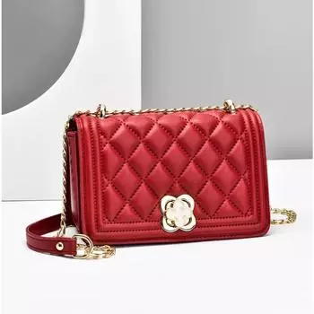 Модная сумка с ромбовидной цепочкой, простая женская сумка на плечо, кожаная женская сумка через плечо, летняя маленькая сумка на цепочке, сумка для мобильного телефона