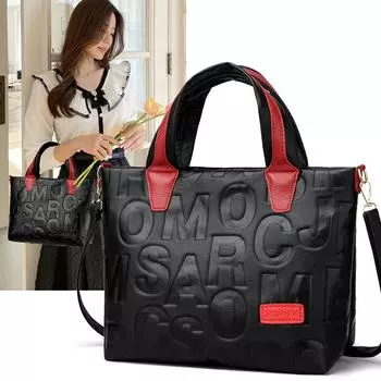 Модная сумка с тиснением в виде буквы, роскошная сумка-тоут из натуральной кожи, сумка-тоут из натуральной кожи, кошелек для женщин