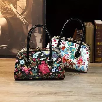 Модная сумка с вышитыми ромбами 2024 года — большая вместимость через плечо для мам белый